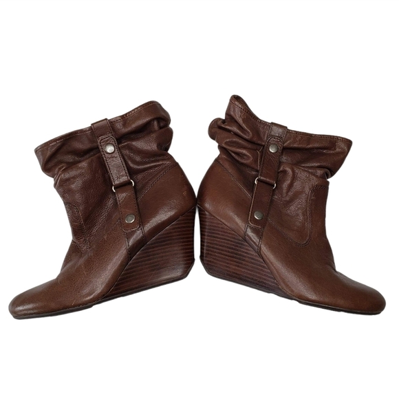 Kenneth Cole | Leather Blue Ice Wedge Ankle Boots - Picture 1 of 8